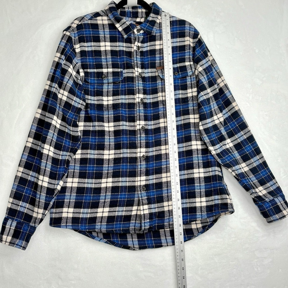Orvis Classic Collection Mens Plaid Flannel Shirt Button Up M Blue Black White - Picture 5 of 10